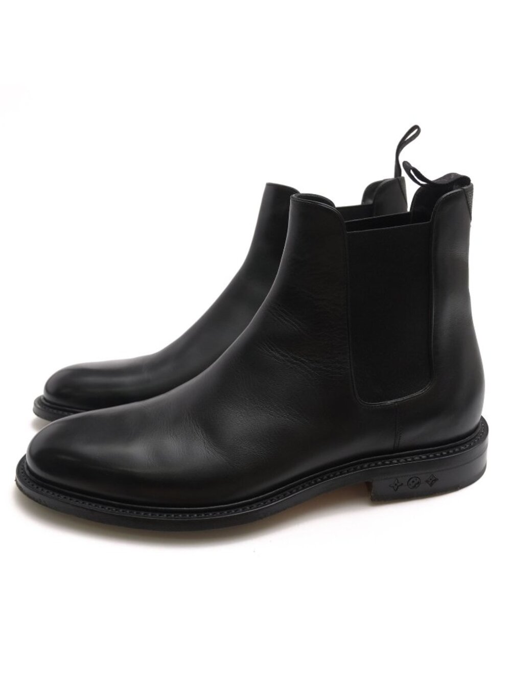 Louis Vuitton Side Gore Boots Shoes Leather Black LV Flex Chelsea Boots